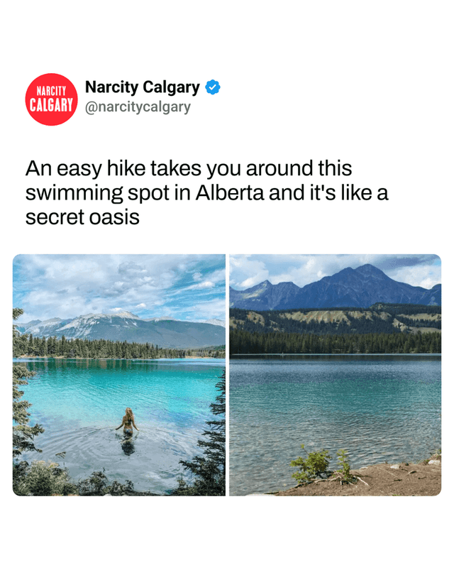 An easy hike takes you around this swimming spot in Alberta and it's like a secret oasis
