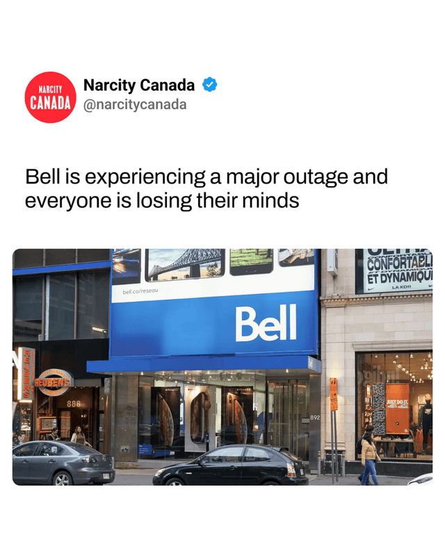Bell is experiencing a major outage and everyone is losing their minds