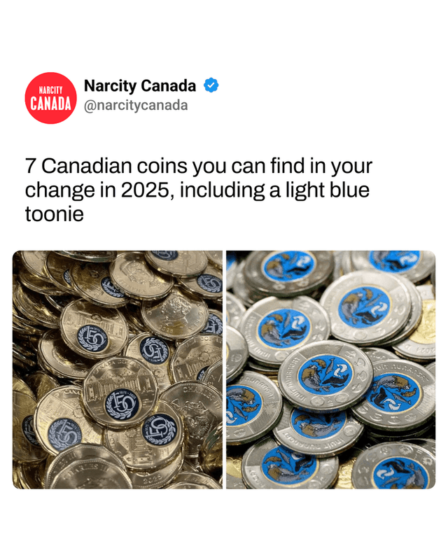 7 Canadian coins you can find in your change in 2025, including a light blue toonie