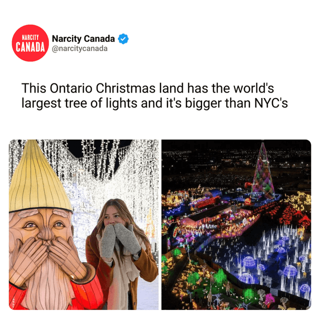 This Ontario Christmas land has the world's largest tree of lights and it's bigger than NYC's