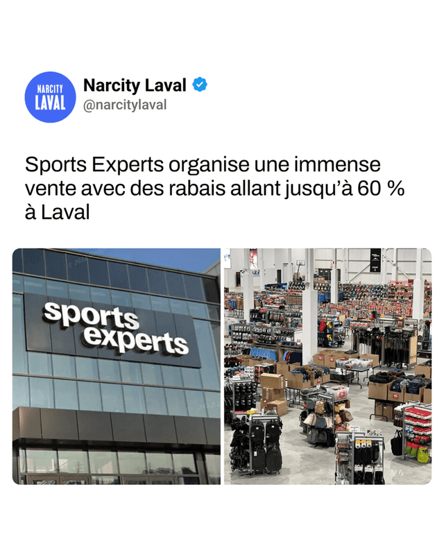 Sports Experts organise une immense vente avec des rabais allant jusqu’à 60 % à Laval