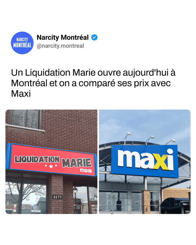 Un Liquidation Marie ouvre aujourd'hui à Montréal et on a comparé ses prix avec Maxi