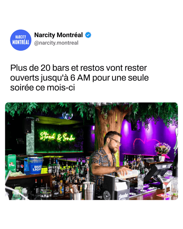 Plus de 20 bars et restos vont rester ouverts jusqu'à 6 AM pour une seule soirée ce mois-ci