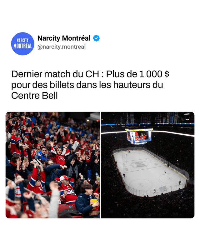 Dernier match du CH : Plus de 1 000 $ pour des billets dans les hauteurs du Centre Bell