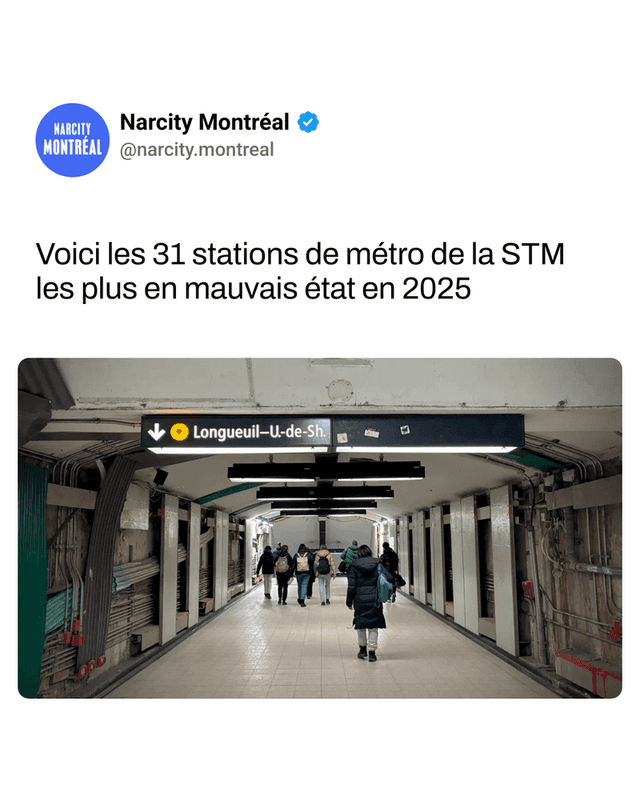 Voici les 31 stations de métro de la STM les plus en mauvais état en 2025