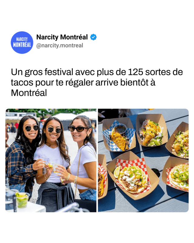Un gros festival avec plus de 125 sortes de tacos pour te régaler arrive bientôt à Montréal