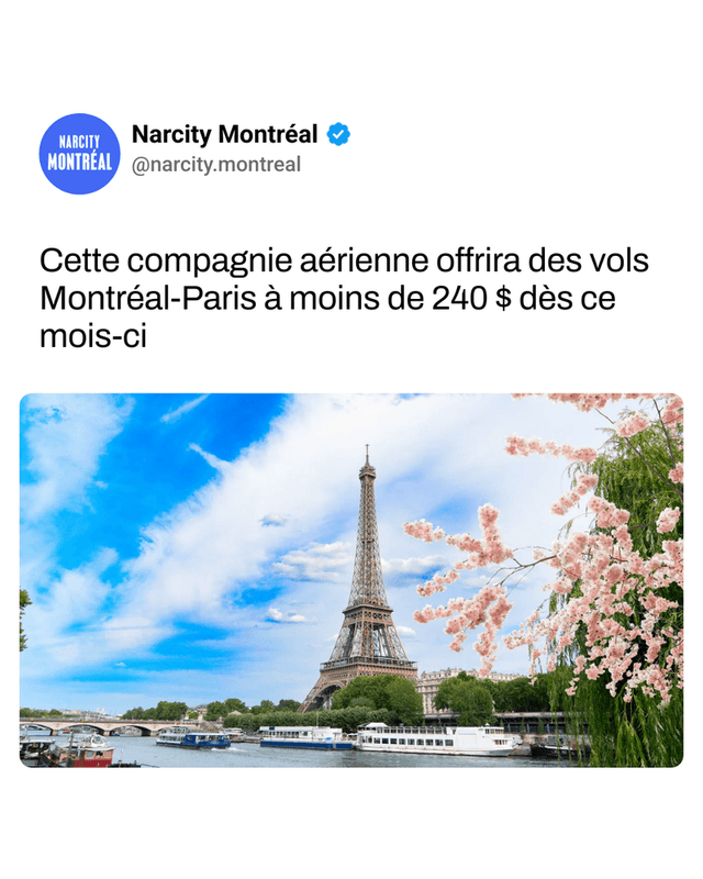 Cette compagnie aérienne offrira des vols Montréal-Paris à moins de 240 $ dès ce mois-ci