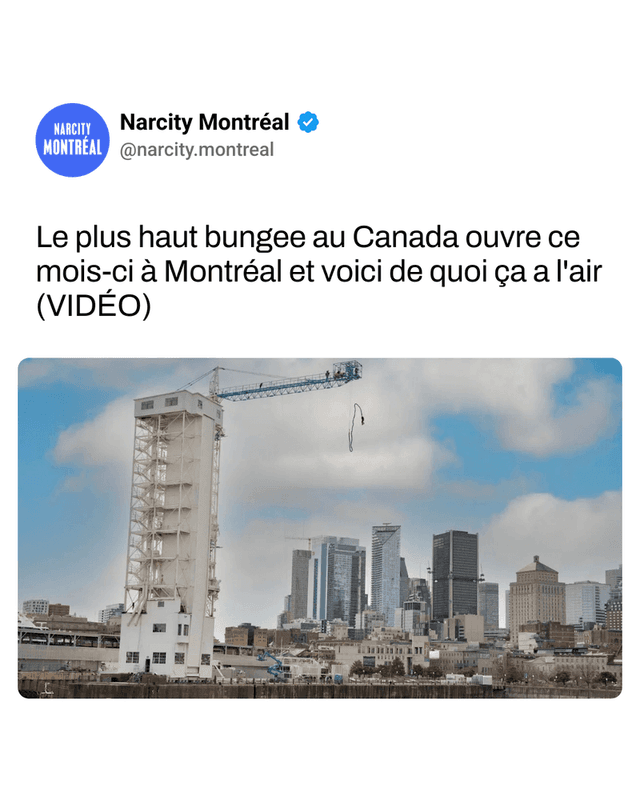 Le plus haut bungee au Canada ouvre ce mois-ci à Montréal et voici de quoi ça a l'air (VIDÉO)