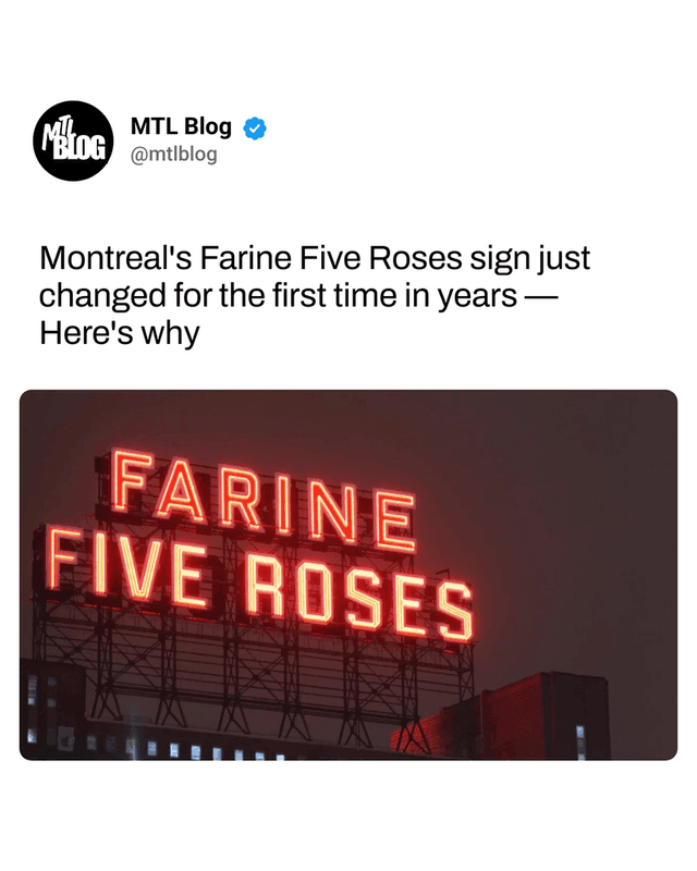 Montreal's Farine Five Roses sign just changed for the first time in years — Here's why