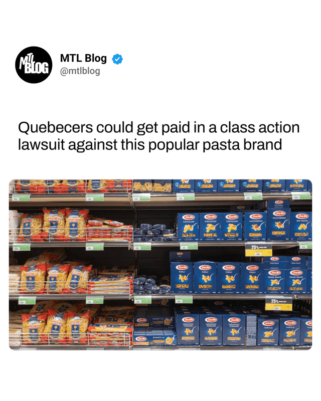 Quebecers could get paid in a class action lawsuit against this popular pasta brand
