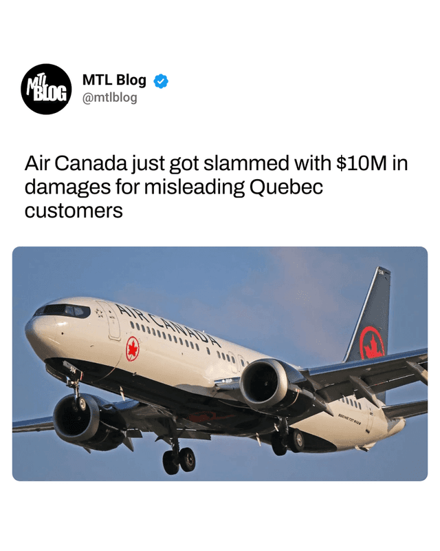 Air Canada just got slammed with $10M in damages for misleading Quebec customers