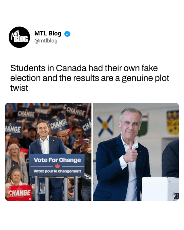 Students in Canada had their own fake election and the results are a genuine plot twist