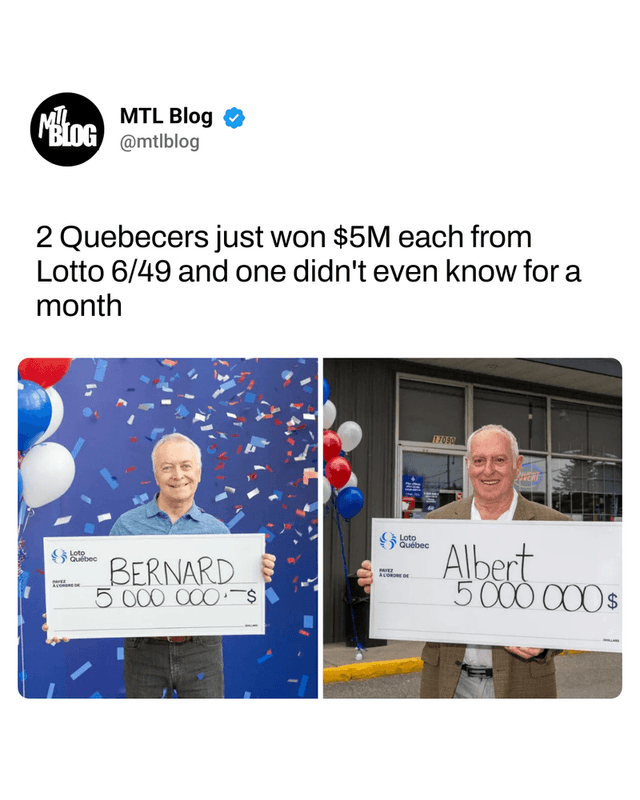 2 Quebecers just won $5M each from Lotto 6/49 and one didn't even know for a month