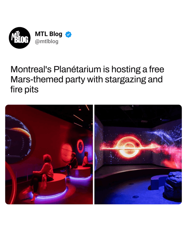 Montreal's Planétarium is hosting a free Mars-themed party with stargazing and fire pits