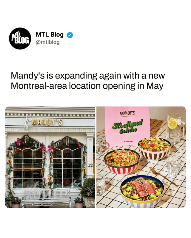 Mandy's is expanding again with a new Montreal-area location opening in May
