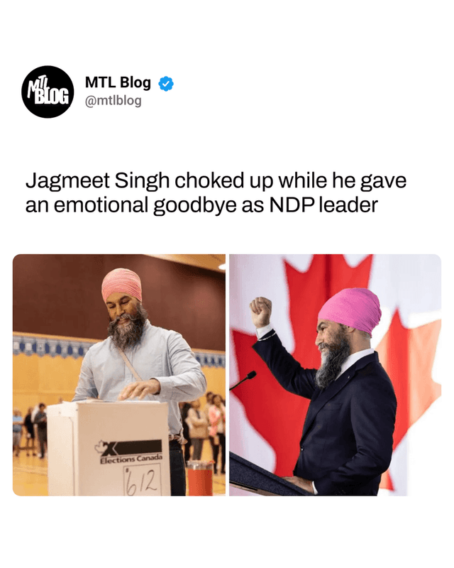 Jagmeet Singh choked up while he gave an emotional goodbye as NDP leader
