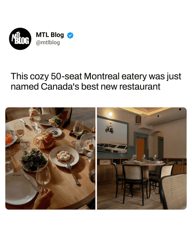 This cozy 50-seat Montreal eatery was just named Canada's best new restaurant
