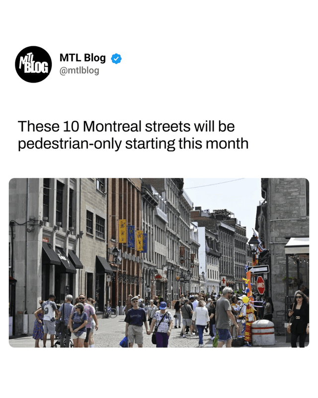 These 10 Montreal streets will be pedestrian-only starting this month