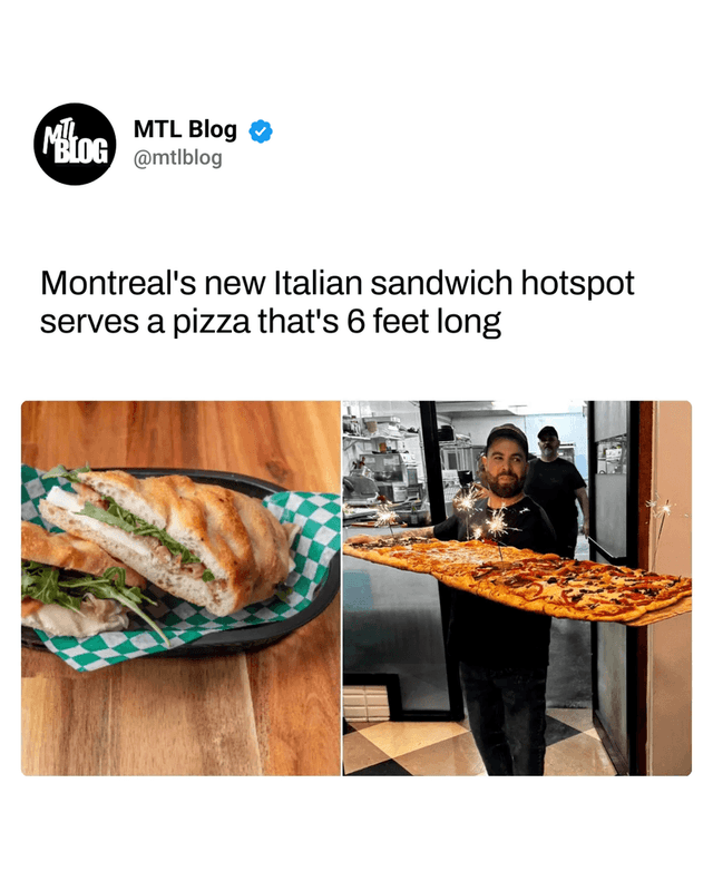 Montreal's new Italian sandwich hotspot serves a pizza that's 6 feet long