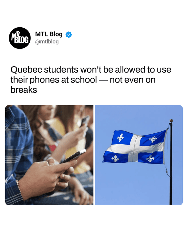 Quebec students won't be allowed to use their phones at school — not even on breaks
