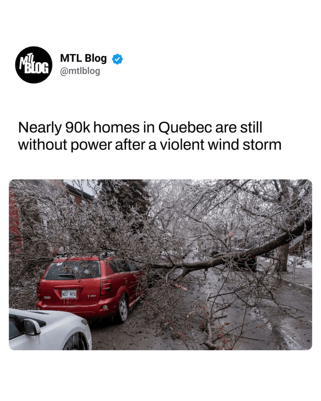 Nearly 90k homes in Quebec are still without power after a violent wind storm