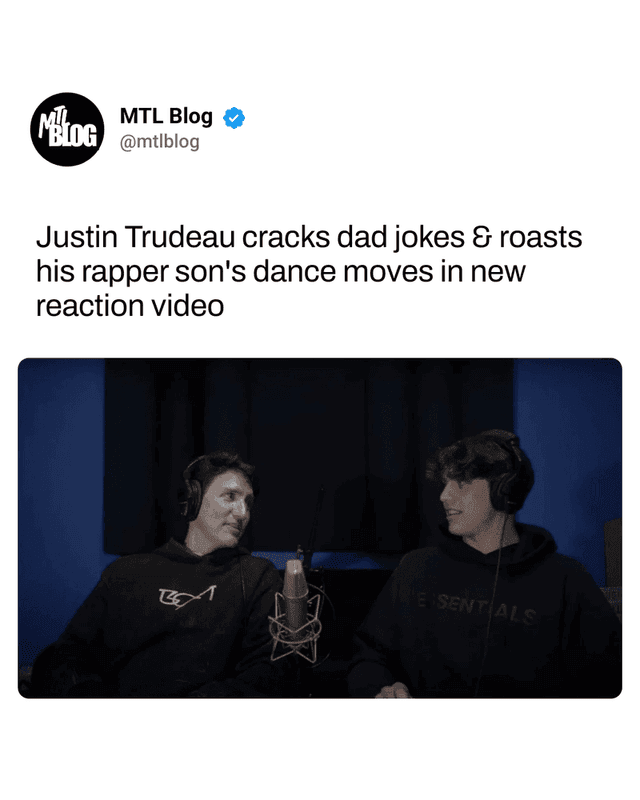 Justin Trudeau cracks dad jokes & roasts his rapper son's dance moves in new reaction video
