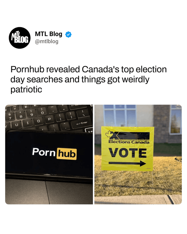 Pornhub revealed Canada's top election day searches and things got weirdly patriotic