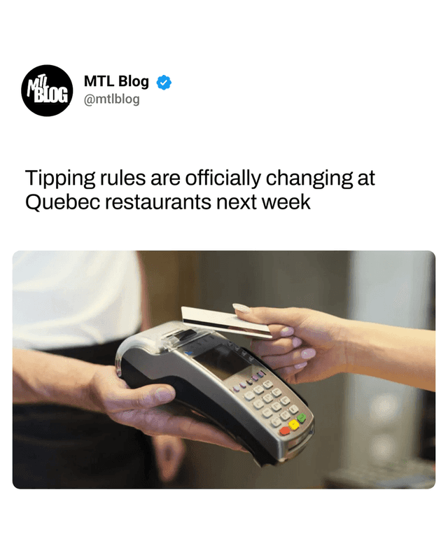 Tipping rules are officially changing at Quebec restaurants next week