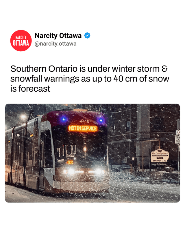 Southern Ontario is under winter storm & snowfall warnings as up to 40 cm of snow is forecast
