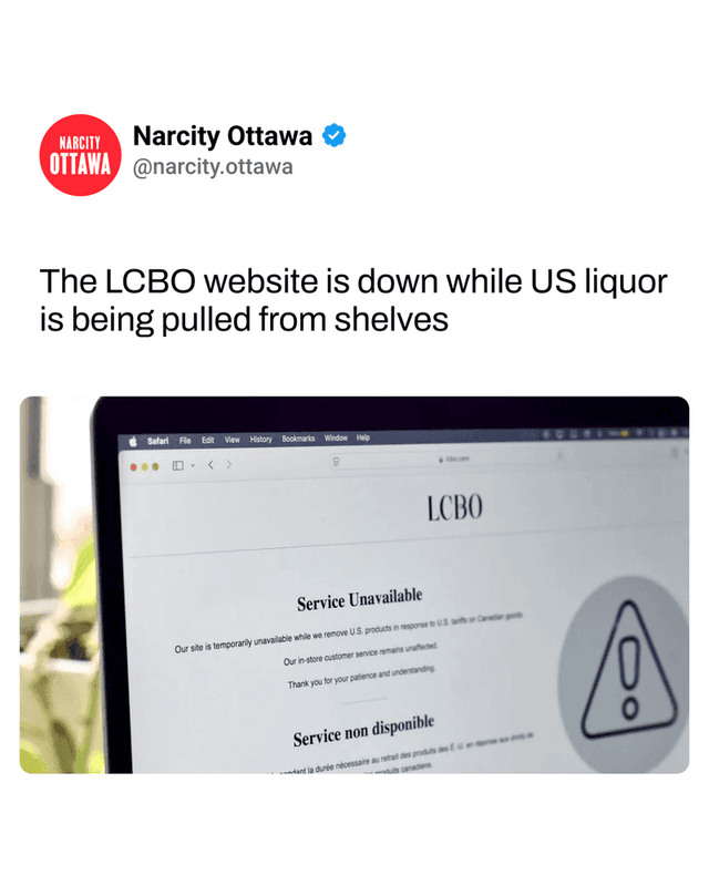 The LCBO website is down while US liquor is being pulled from shelves