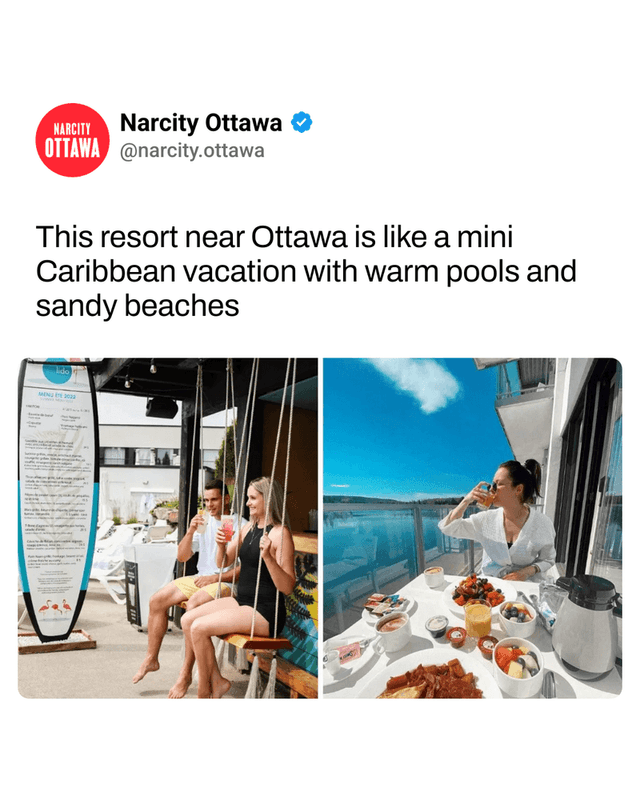 This resort near Ottawa is like a mini Caribbean vacation with warm pools and sandy beaches