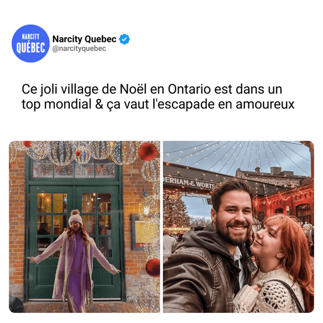 Ce joli village de Noël en Ontario est dans un top mondial & ça vaut l'escapade en amoureux