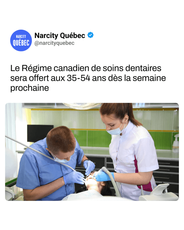 Le Régime canadien de soins dentaires sera offert aux 35-54 ans dès la semaine prochaine