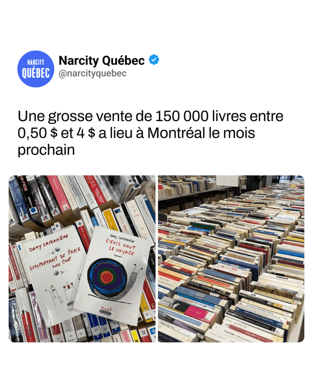 Une grosse vente de 150 000 livres entre 0,50 $ et 4 $ a lieu à Montréal le mois prochain
