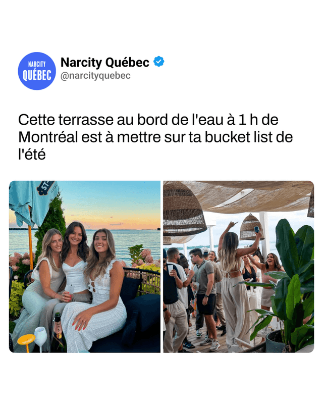 Cette terrasse au bord de l'eau à 1 h de Montréal est à mettre sur ta bucket list de l'été