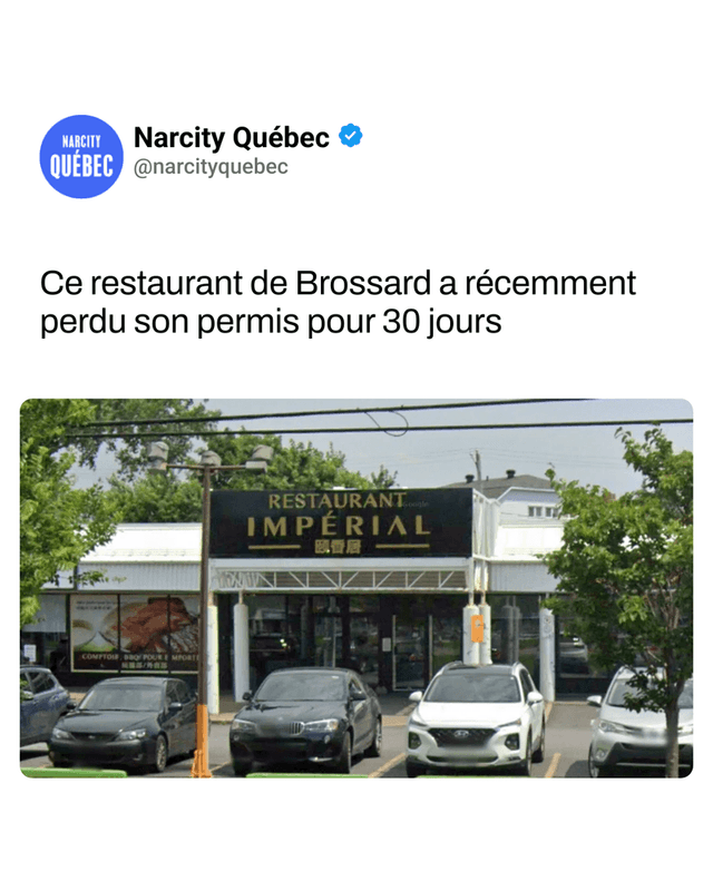 Ce restaurant de Brossard a récemment perdu son permis pour 30 jours