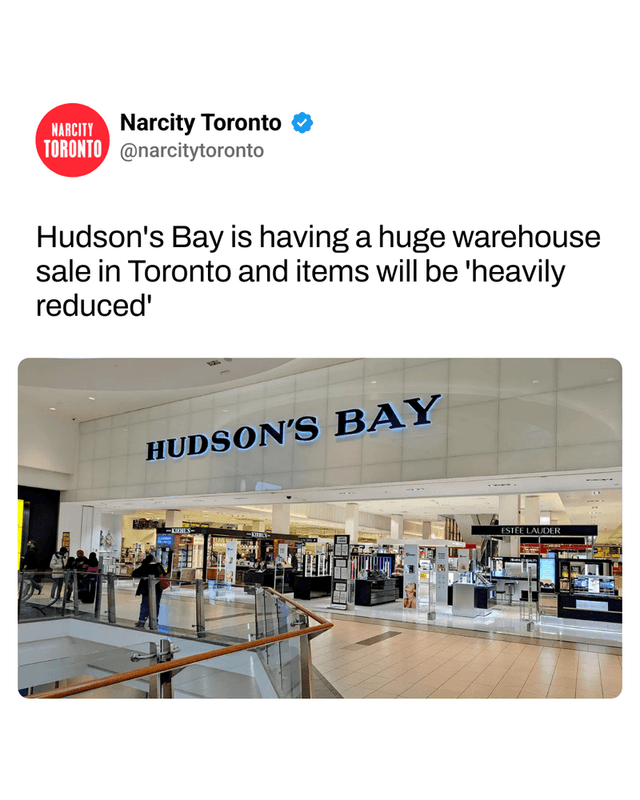 Hudson's Bay is having a huge warehouse sale in Toronto and items will be 'heavily reduced'
