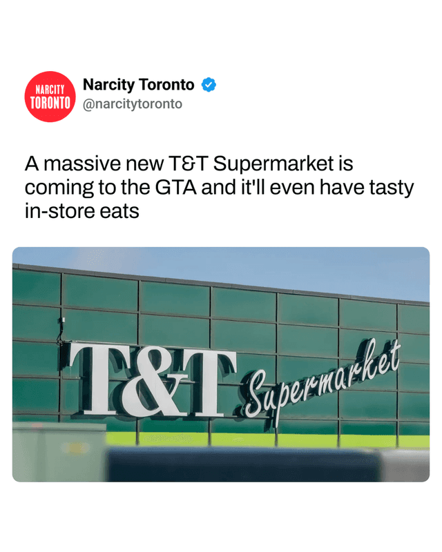 A massive new T&T Supermarket is coming to the GTA and it'll even have tasty in-store eats