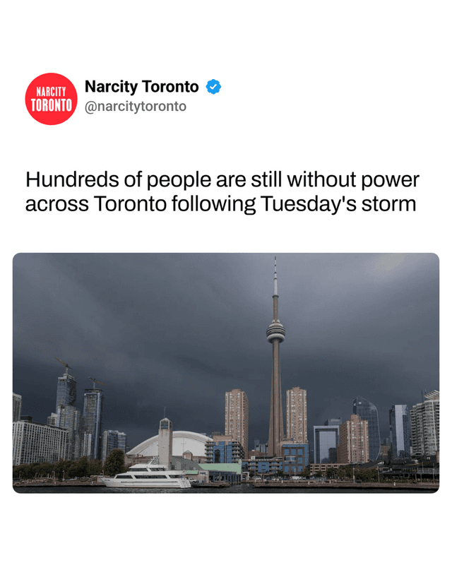 Hundreds of people are still without power across Toronto following Tuesday's storm