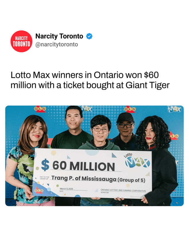 Lotto Max winners in Ontario won $60 million with a ticket bought at Giant Tiger