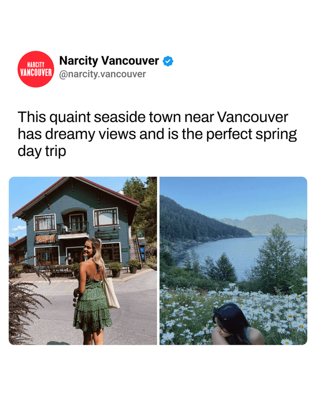 This quaint seaside town near Vancouver has dreamy views and is the perfect spring day trip