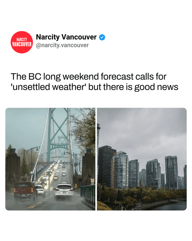 The BC long weekend forecast calls for 'unsettled weather' but there is good news
