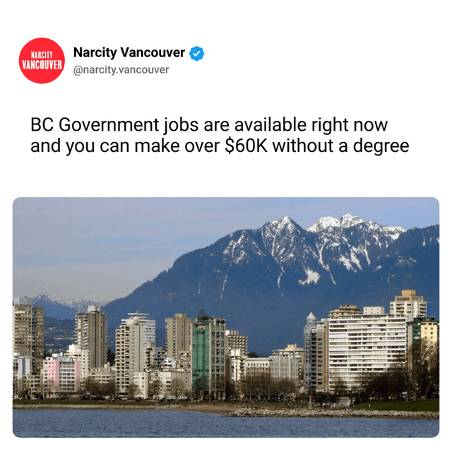 BC Government jobs are available right now and you can make over $60K without a degree