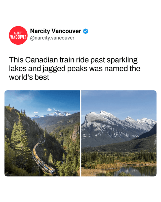 This Canadian​ train ride past sparkling lakes and jagged peaks was named the world's best