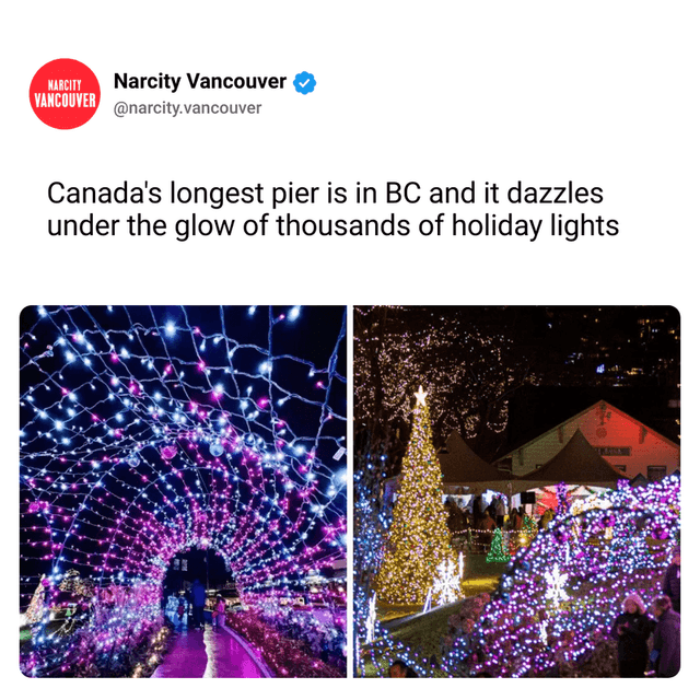 Canada's longest pier is in BC and it dazzles under the glow of thousands of holiday lights